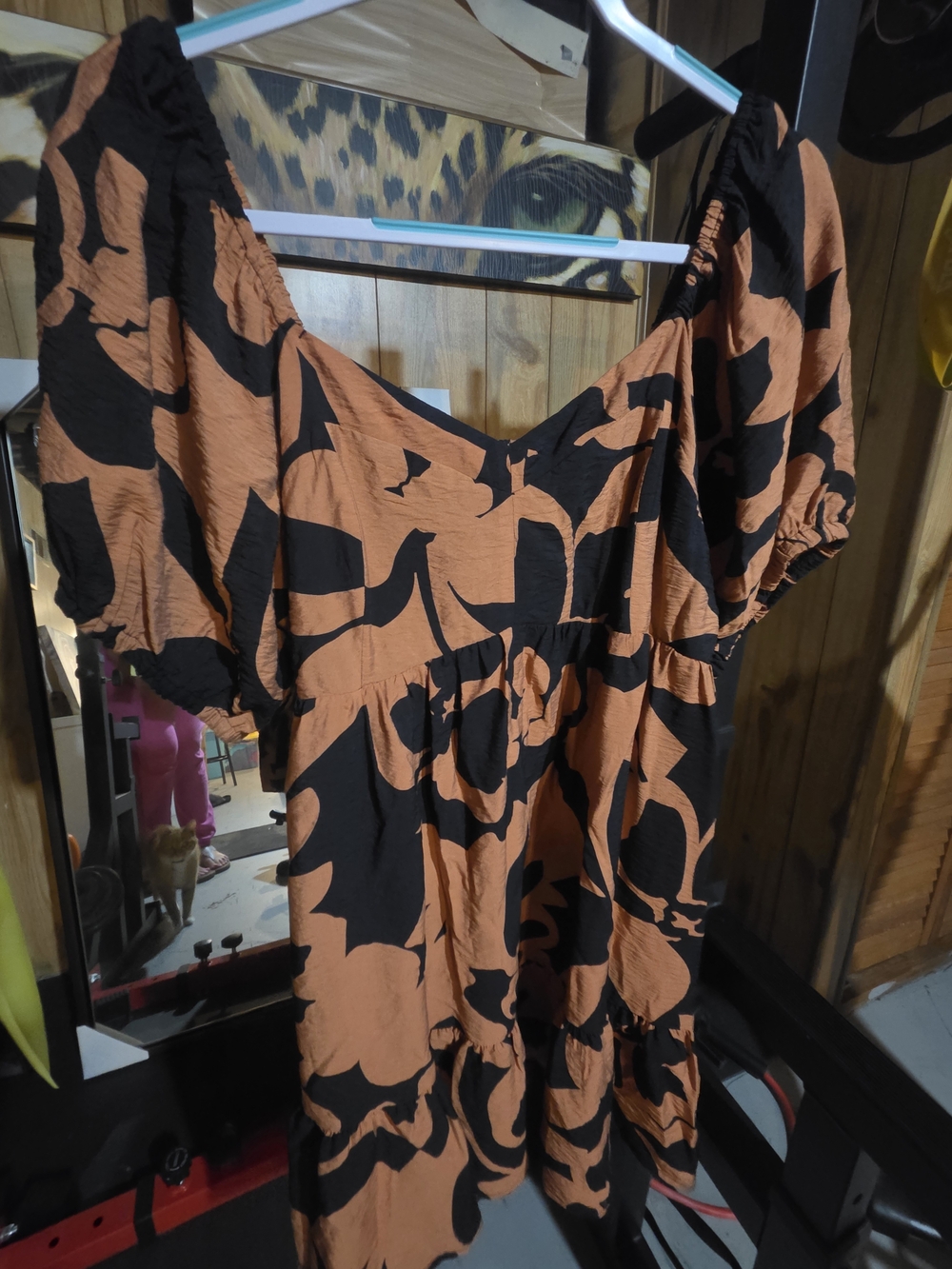 Nine West Black and Rust Floral Babydoll Dress NWT Xl